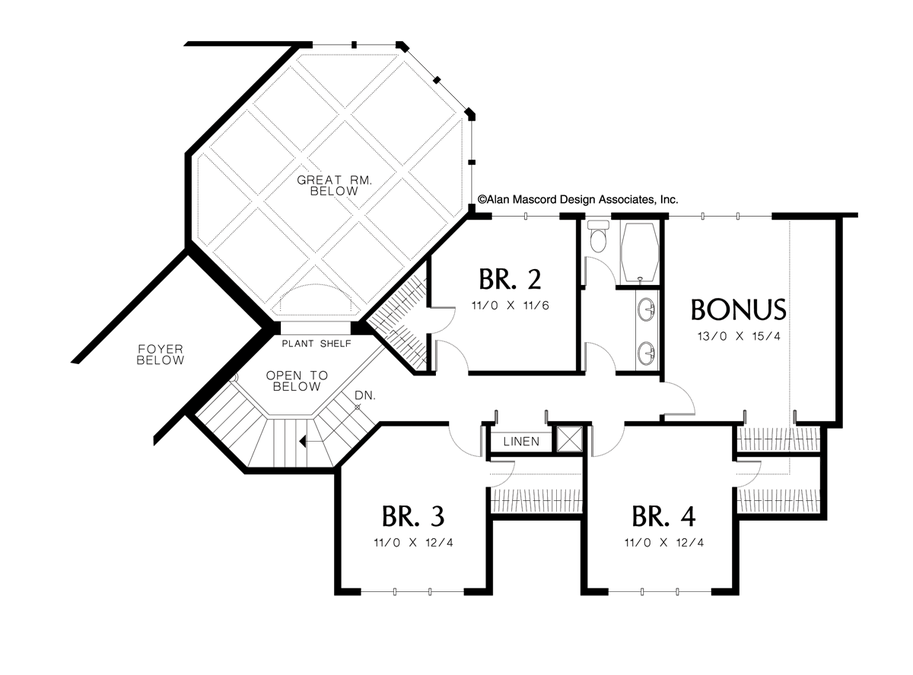 Upper Floor Plan image for Mascord Hammond-Elegant Home for Corner Lot-Upper Floor Plan