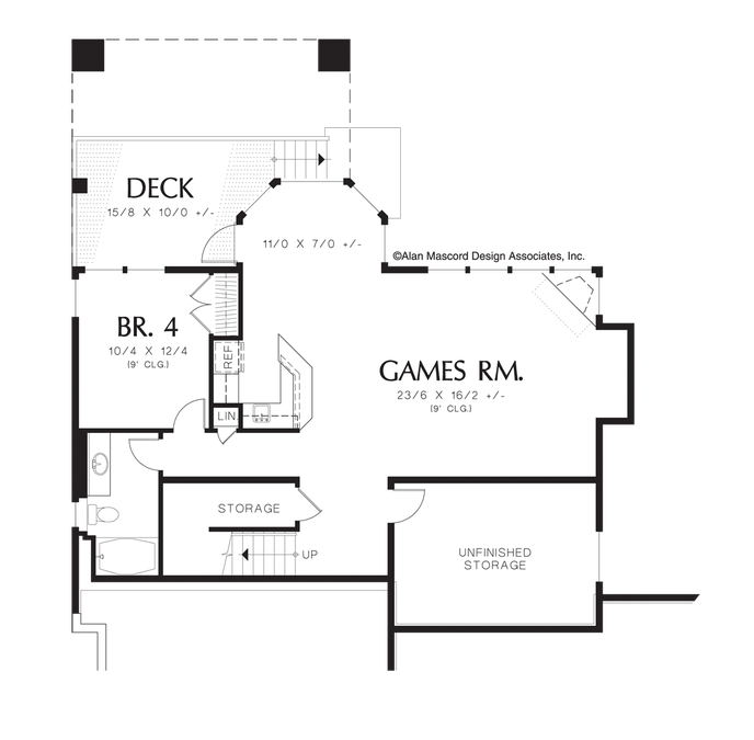 Lower Floor Plan image for Mascord Tobias-Jack and Jill Bathrooms, Daylight Basement-Lower Floor Plan