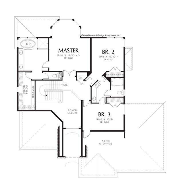 Upper Floor Plan image for Mascord Tobias-Jack and Jill Bathrooms, Daylight Basement-Upper Floor Plan