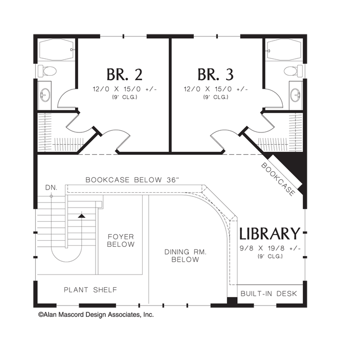 Upper Floor Plan image for Mascord Tyndall-Contemporary Design with Large Windows-Upper Floor Plan