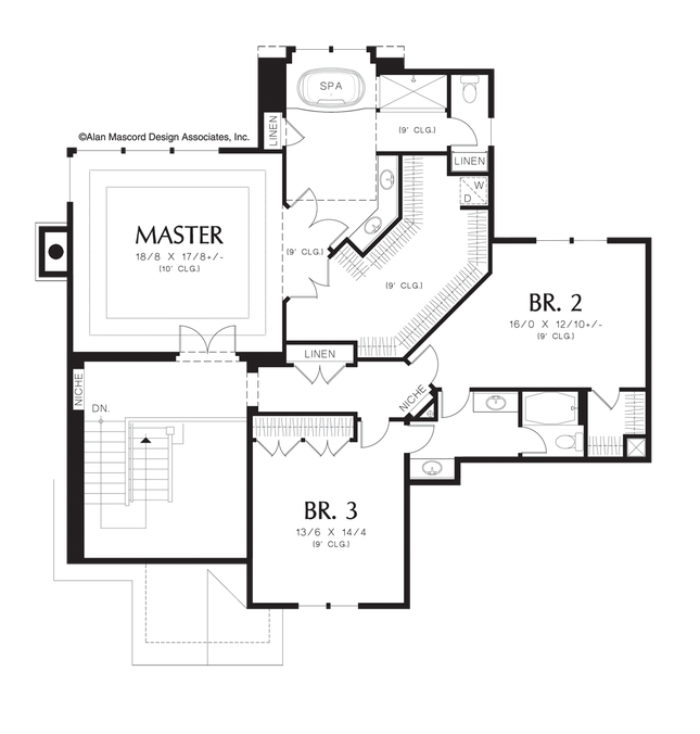 Upper Floor Plan image for Mascord Hartville-Huge Walk-in Closet has Own Washer/Dryer-Upper Floor Plan