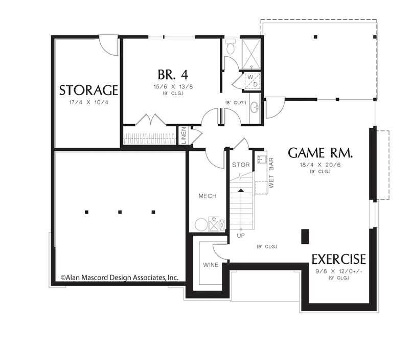 Lower Floor Plan image for Mascord Kenning-Contemporary Sloping Lot Plan with Creative Stone work-Lower Floor Plan