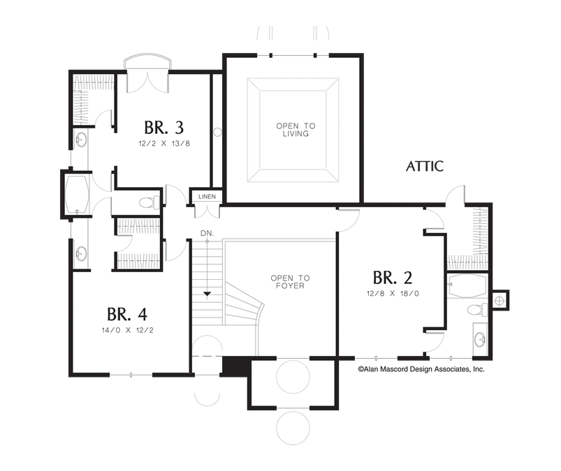 Upper Floor Plan image for Mascord Merino-Windows Abound in Luxury European Plan-Upper Floor Plan