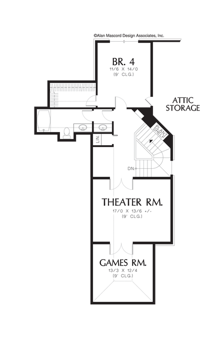 Upper Floor Plan image for Mascord Gatelyn-Universal Design on One and a Half Floors-Upper Floor Plan