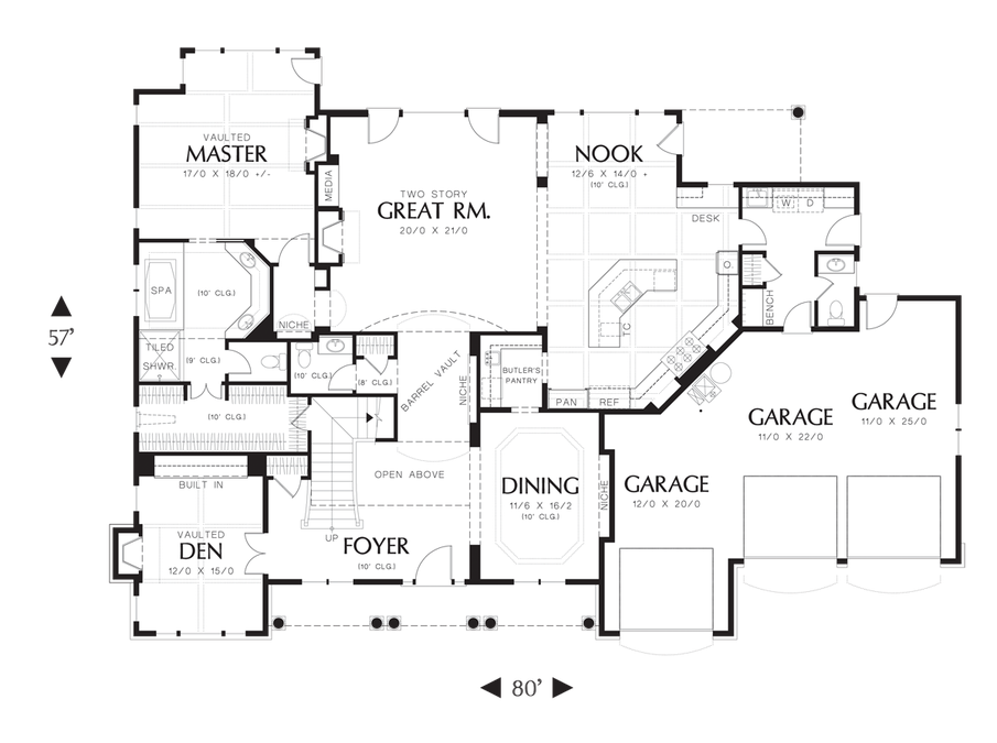 Main Floor Plan image for Mascord Winthrop-Northeastern Shingle Style Home Plan-Main Floor Plan