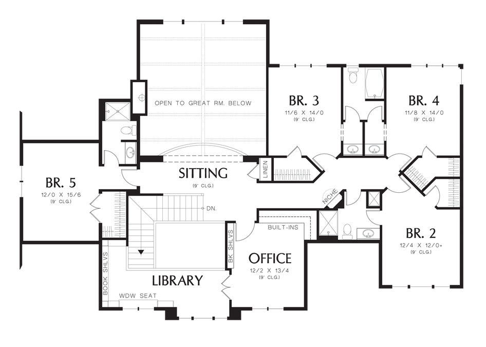 Upper Floor Plan image for Mascord Winthrop-Northeastern Shingle Style Home Plan-Upper Floor Plan