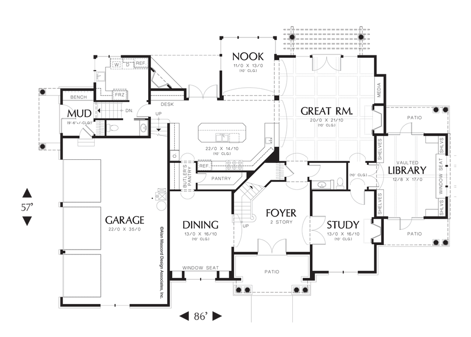 Main Floor Plan image for Mascord Anniston-Large Home Designed for Sloping Lot-Main Floor Plan