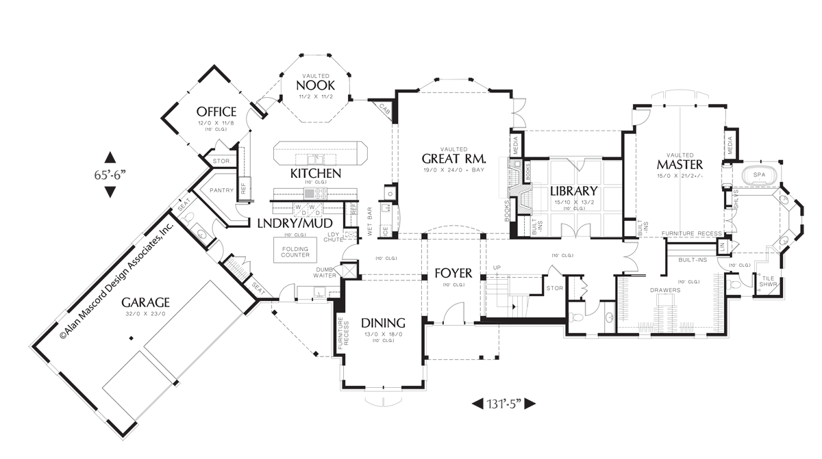 Main Floor Plan image for Mascord Glendale-Dumbwaiter and Laundry Chute Included-Main Floor Plan