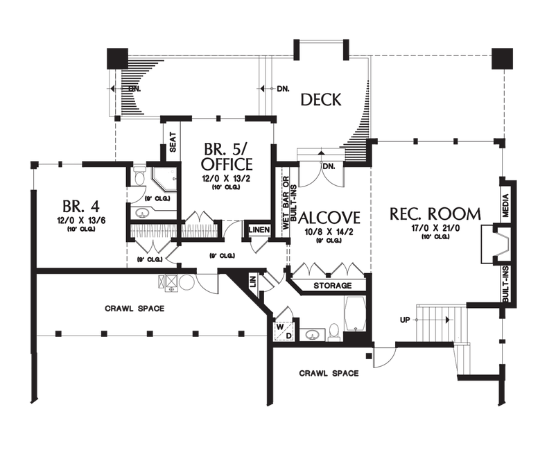 Lower Floor Plan image for Mascord Karstan-Flexible Modern Home for Sloping Lot-Lower Floor Plan