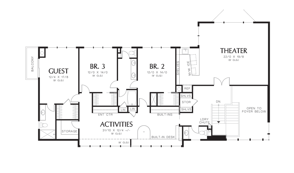 Upper Floor Plan image for Mascord Aurea-Modern Plan that Blends with Land-Upper Floor Plan