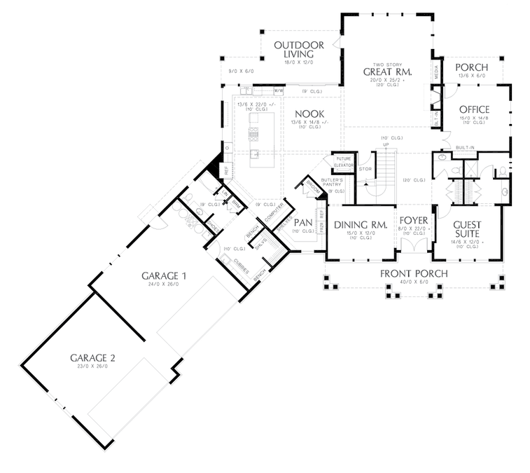 Main Floor Plan image for Mascord Morristown-Amenities Galore in a Beautifully Traditional Home-Main Floor Plan