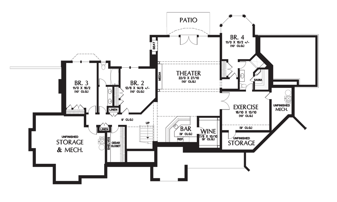 Lower Floor Plan image for Mascord Thatcher-Amenity Rich with Well Planned Outdoor Spaces Too-Lower Floor Plan