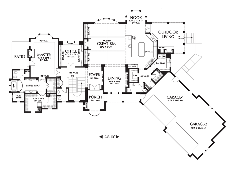 Main Floor Plan image for Mascord Thatcher-Amenity Rich with Well Planned Outdoor Spaces Too-Main Floor Plan