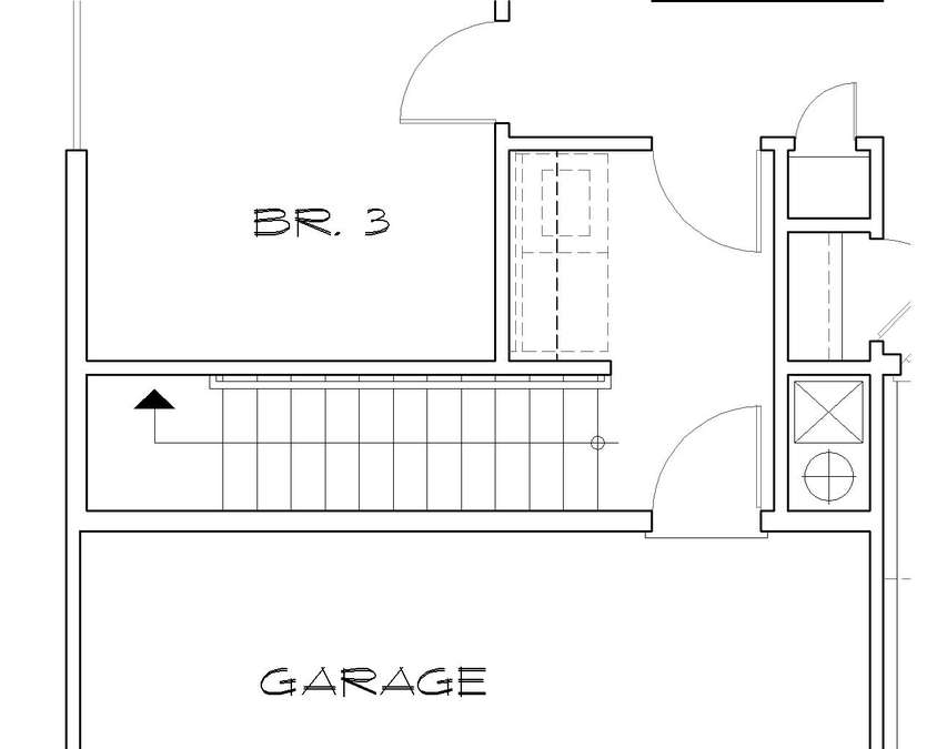 Basement Stair Location image for Mascord Cypress--Basement Stair Location