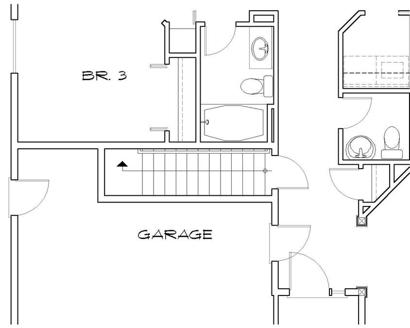 Basement Stair Location image for Mascord Sutherland--Basement Stair Location
