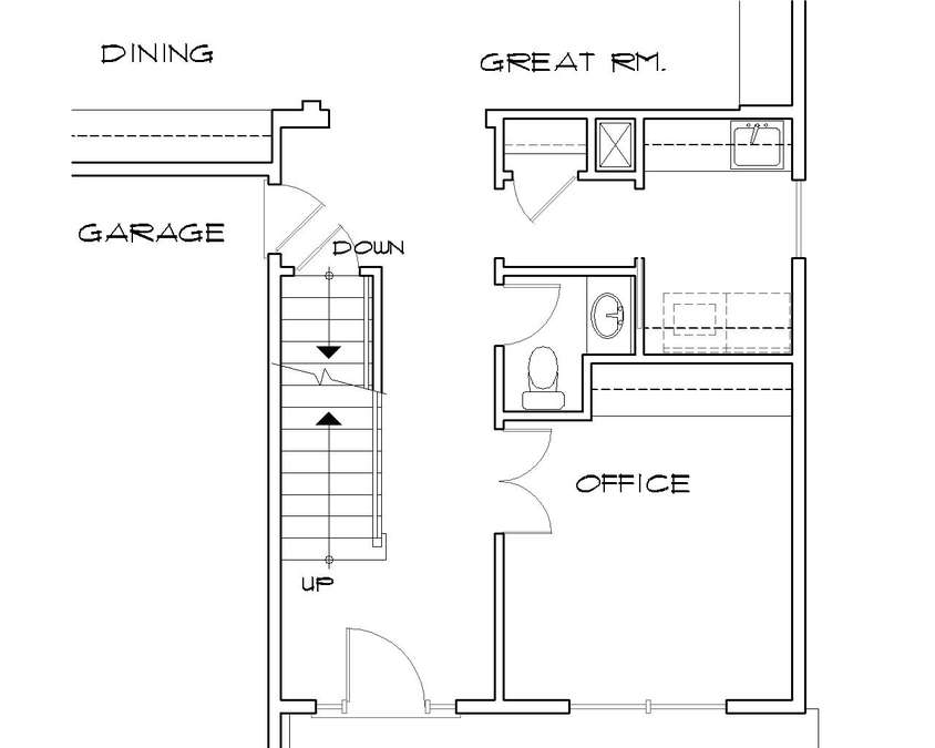 Basement Stair Location image for Mascord Brentwood--Basement Stair Location