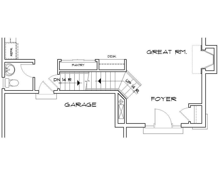 Basement Stair Location image for Mascord Corbett--Basement Stair Location