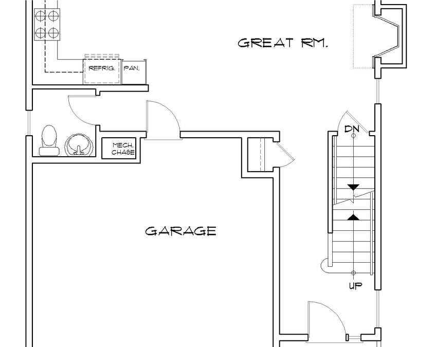 Basement Stair Location image for Mascord Beckett--Basement Stair Location
