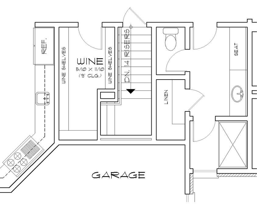 Basement Stair Location image for Mascord Lacombe--Basement Stair Location