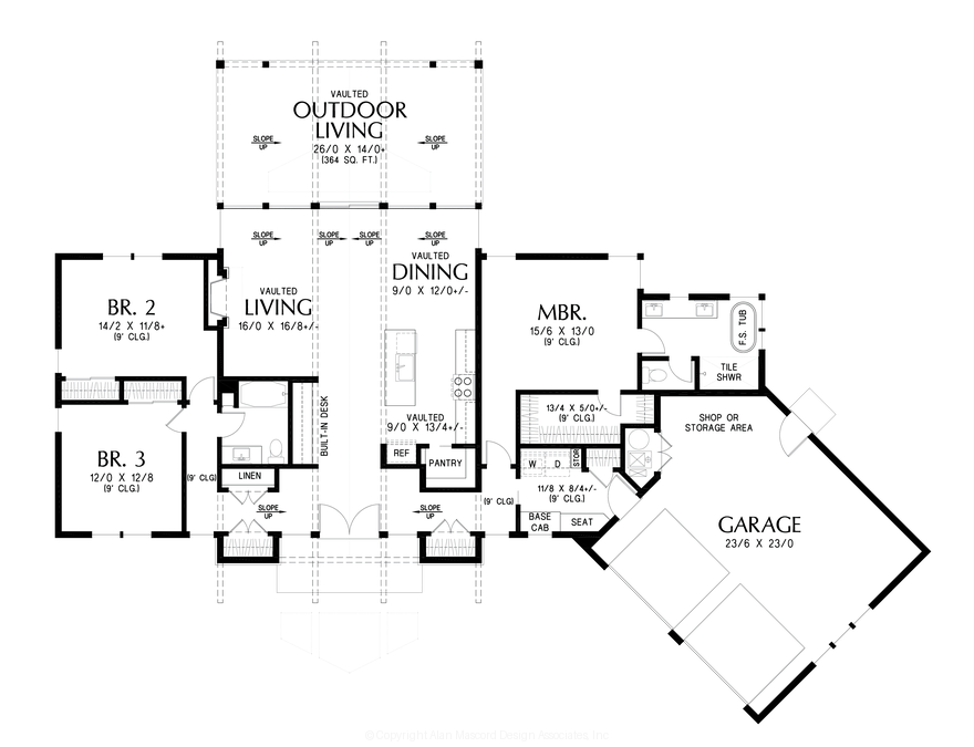 Main Floor Plan image for Mascord Asher-Wonderful modern home with open gallery layout-Main Floor Plan