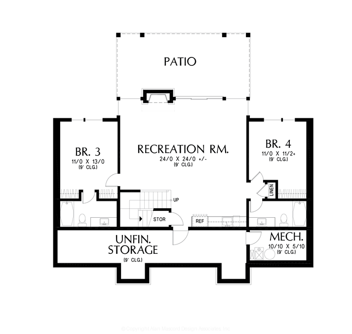 Lower Floor Plan image for Mascord Sierra Sky-Mountain Getaway for sloping lots-Lower Floor Plan