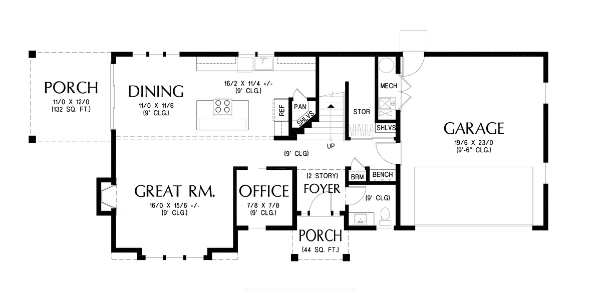 Main Floor Plan image for Mascord Brundle-Great plan for shallow lots-Main Floor Plan