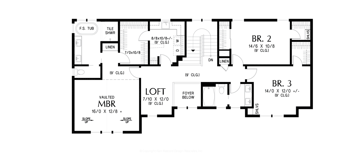 Upper Floor Plan image for Mascord Brundle-Great plan for shallow lots-Upper Floor Plan