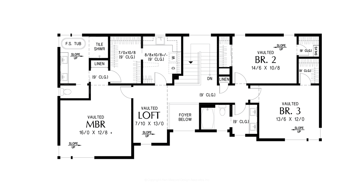 Upper Floor Plan image for Mascord Alisa-Great for Shallow lots, or acreage-Upper Floor Plan