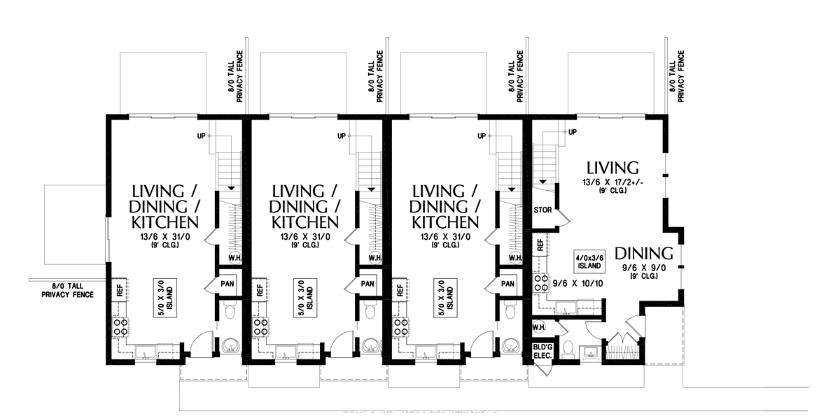 Main Floor Plan image for Mascord Tetrad-Fourplex with modern convenience-Main Floor Plan