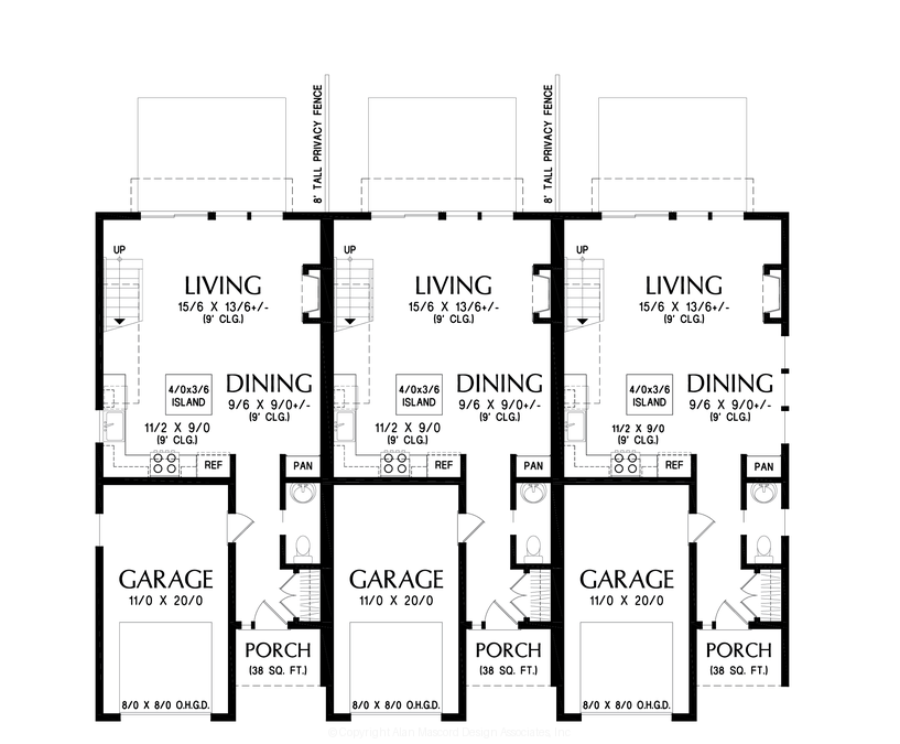 Main Floor Plan image for Mascord Ternary-Triplex designed for modern markets-Main Floor Plan